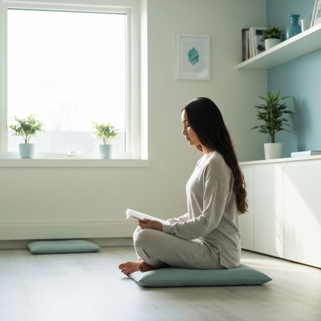 Person reading and learning in a calm, focused environment